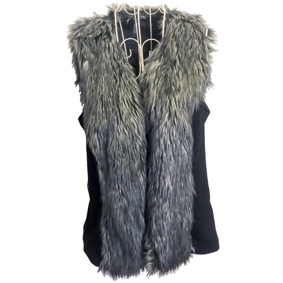 Bisou Bisou Sweaters - BISOU BISOU GRAY FAUX FUR VEST